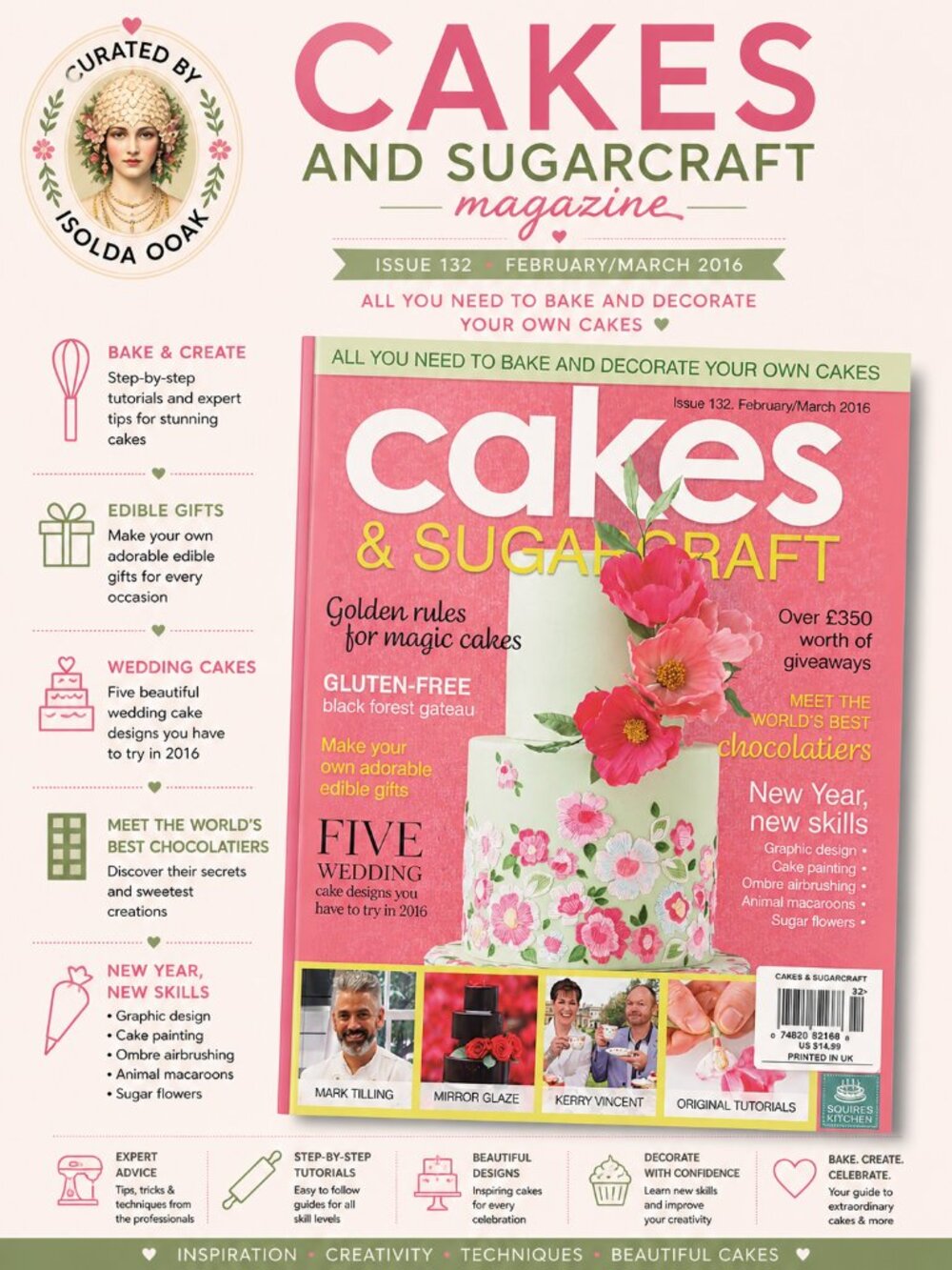 Cakes & Sugarcraft Magazine Issue 132 2016 | Wedding Cakes • Tutorials • Baking
